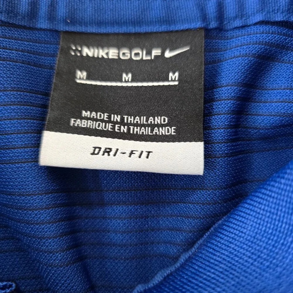 Nike Golf Men's Dri Fit Short Sleeve 3-Button Polo Shirt Royal Blue Black Size M